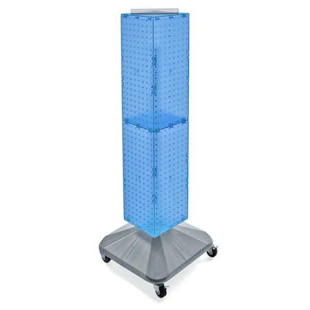 Azar Displays 4-Sided Pegboard Floor Spinner Rack w/ Wheels. Blue 8"W x 48"H 703388-BLU